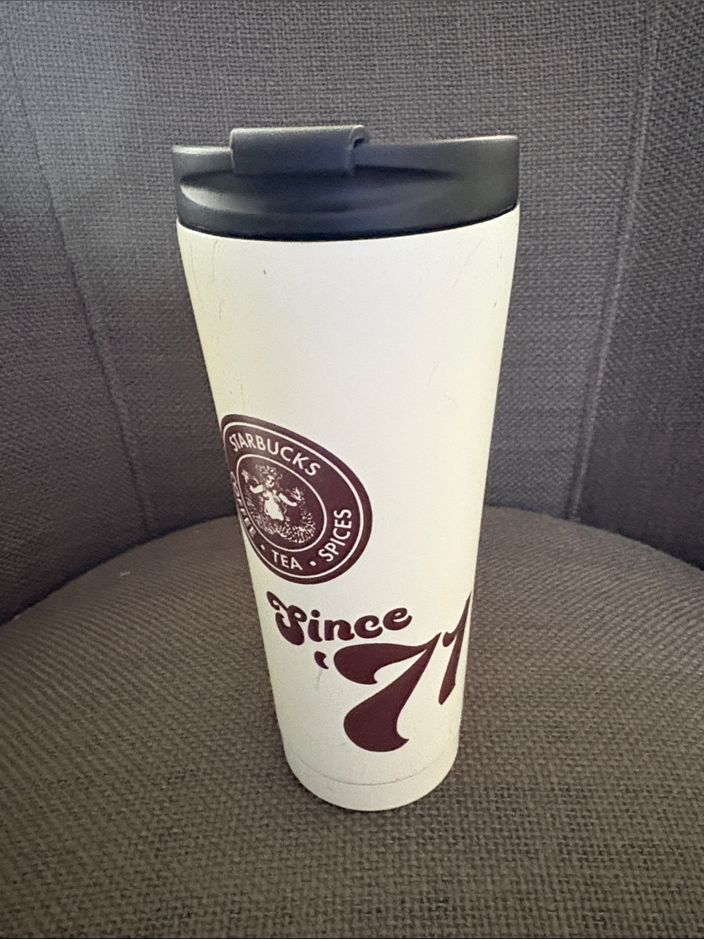 Starbucks Cream  Tumbler with Black Lid and Since71 Accents
